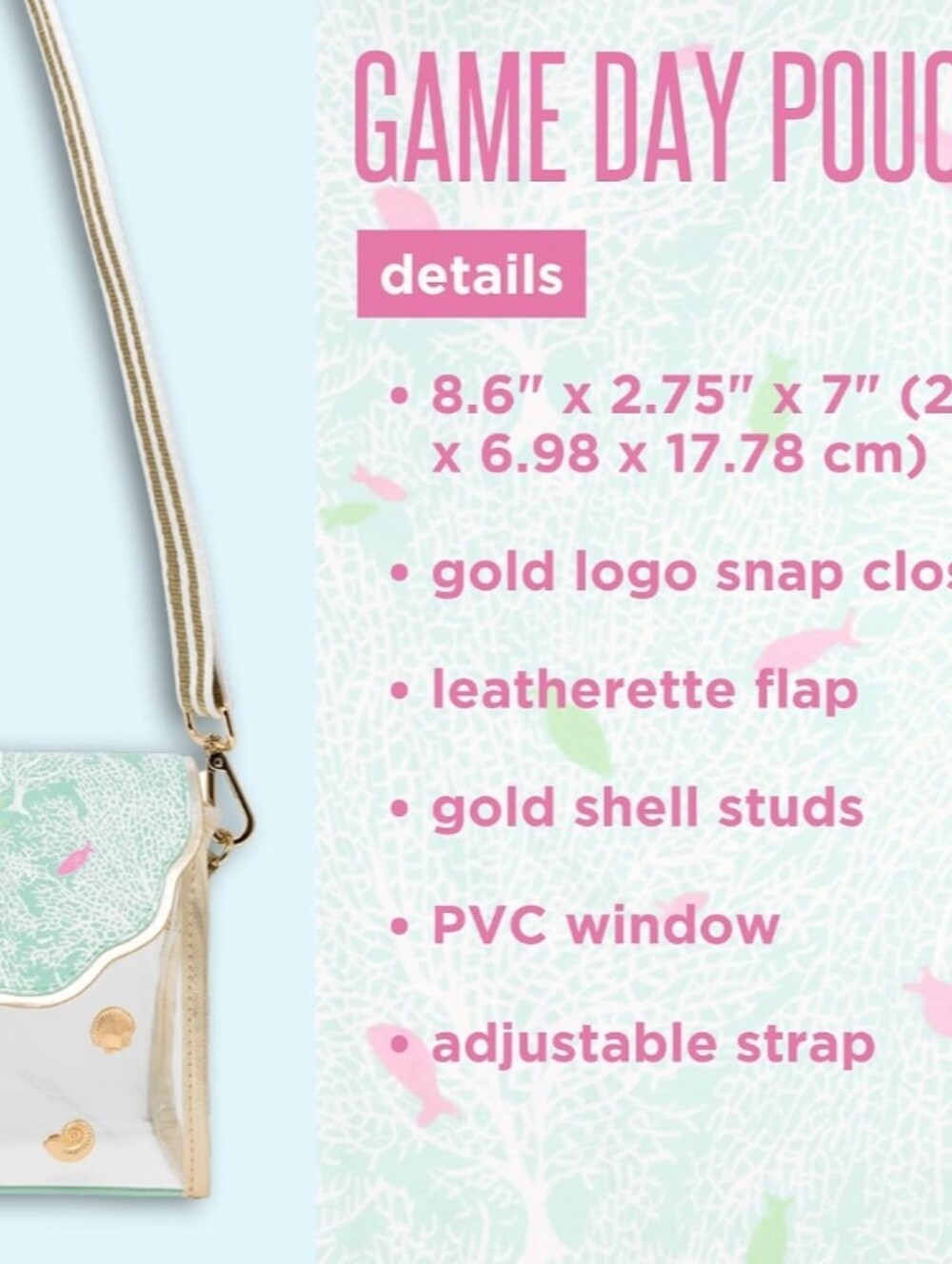 Lilly Pulitzer Clear Crossbody with Mint Scallop Flap & Gold Accents/ BNWT - Picture 4 of 4